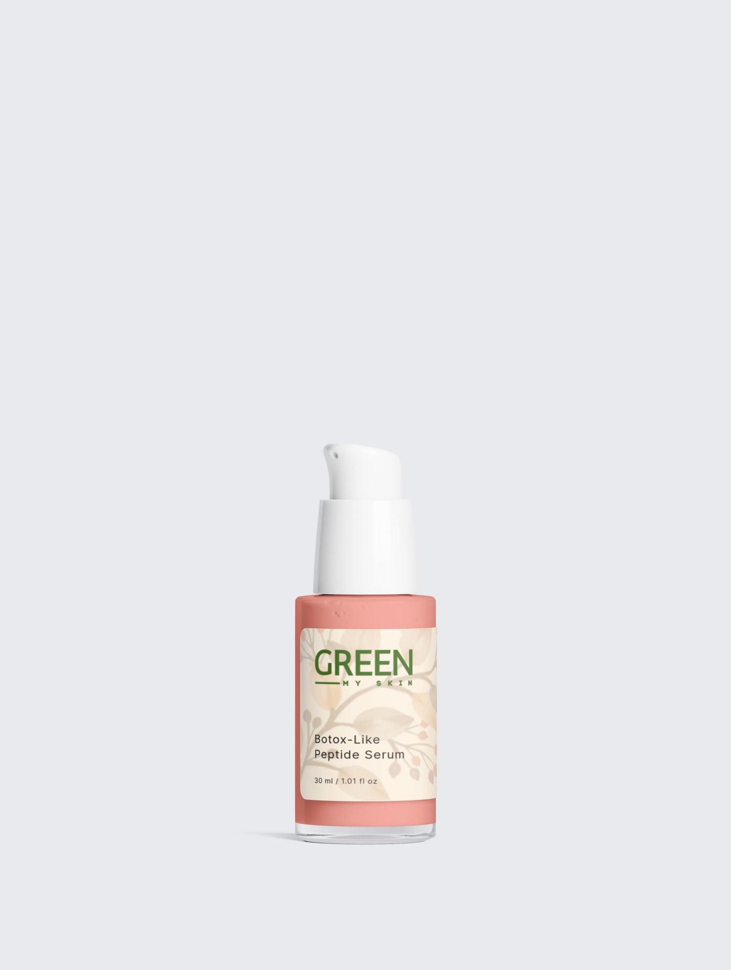 Vegan Botox-like peptide serum with organic, cruelty-free ingredients to smooth fine lines and restore youthful skin, available at greenmyskin.com.