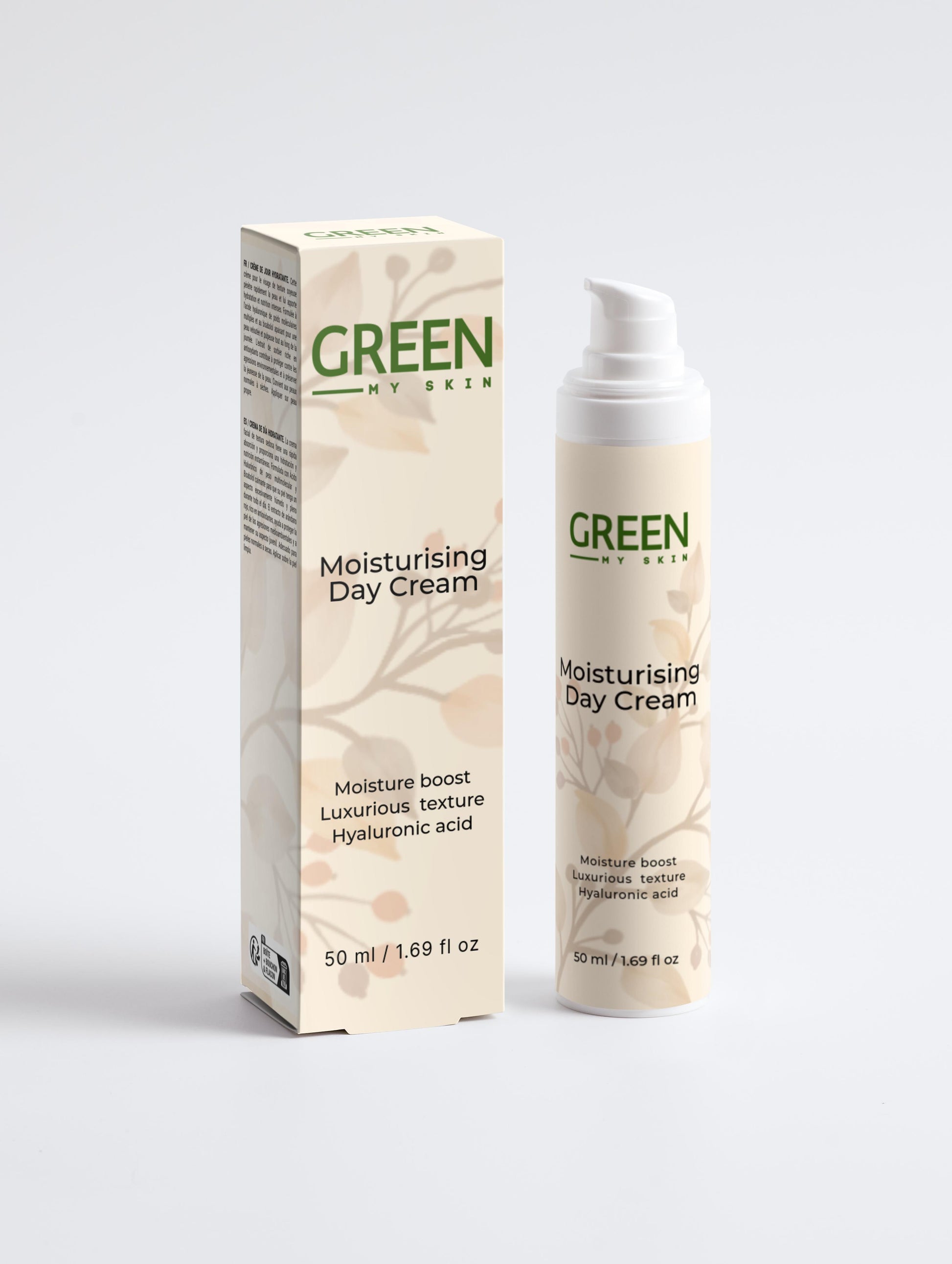 Vegan moisturising day cream with organic, cruelty-free ingredients to hydrate, protect, and rejuvenate skin, available at greenmyskin.com.