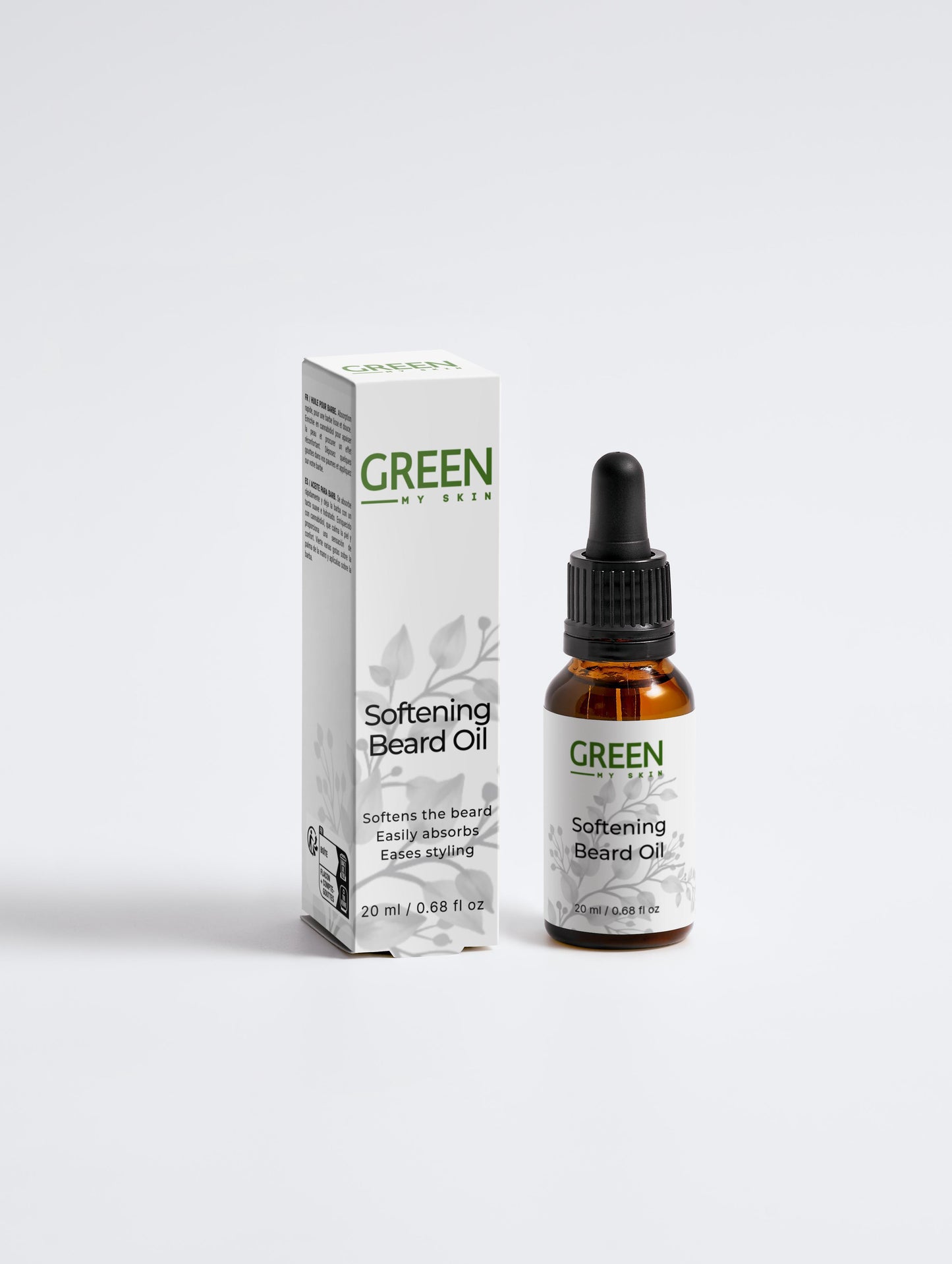 Vegan softening beard oil with organic, cruelty-free ingredients to nourish, hydrate, and tame facial hair, available at greenmyskin.com.