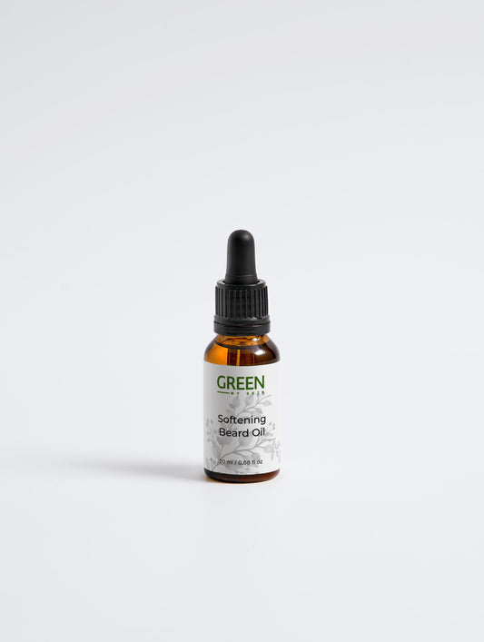 Vegan softening beard oil with organic, cruelty-free ingredients to nourish, hydrate, and tame facial hair, available at greenmyskin.com.